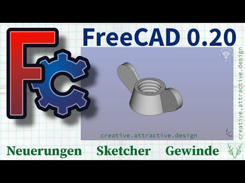 FreeCAD 0.20 NEW | Sketcher | Wing Nut | Turning | Thread (German)