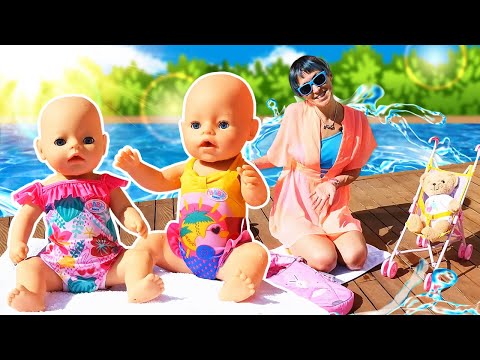 Маша Капуки и Бьянка купают Беби Борн! Игры для детей в дочки матери - видео про игрушки в бассейне