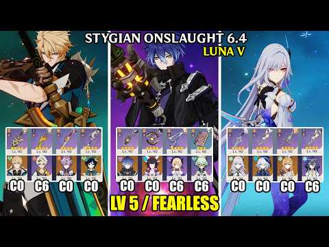 Stygian Onslaught 6.4 - Lv 5 Fearless | C0 Varka C0 Flins C0 Skirk | Genshin Impact 【原神】