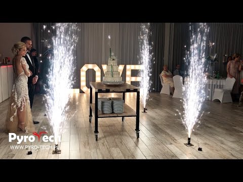 Fontanny iskier, szpaler z fontann na wjazd tortu weselnego. Fontanny wewnętrzne.