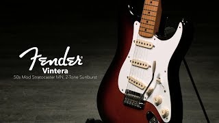 Video thumbnail for Fender Vintera 50s Mod Stratocaster MN, 2-Tone Sunburst | Gear4music demo by Gear4music Guitars