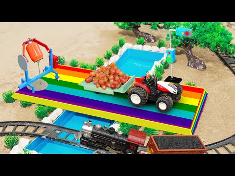 Diy Tractor Making Concrete Bridge| Diy mini Concrete Mixer | Install Barriers & Traffic Light Poles