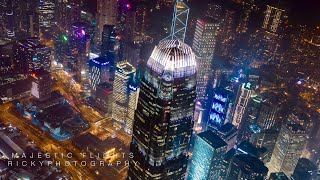 Aerial night view of Hong Kong 香港