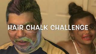 Cotton Candy 3 color Hair Chalk Challenge with my Papa