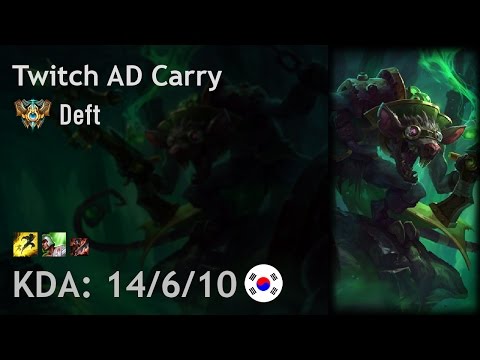 Twitch AD Carry vs Ezreal - Deft - KR Challenger Patch 6.23