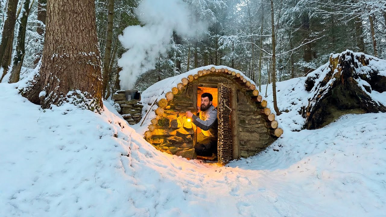 Building a Heavy Stone Shelter for Winter Survival |Carpathian Bushcraft Bunker