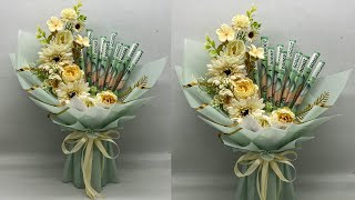 Download lagu DIY | How to Make a Crescent Moon-Shaped Bouquet of Flowers and Money | Crescent Moon Bouquet Wrap mp3