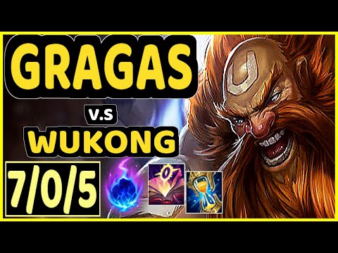 GRAGAS vs WUKONG - 7/0/5 KDA TOP CHALLENGER GAMEPLAY - BR