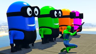 GTA 5 Epic Ragdolls RED SPIDERMAN VS RED MINION VS GREEN MINION Euphoria Physics Ep.21 #Spiderman