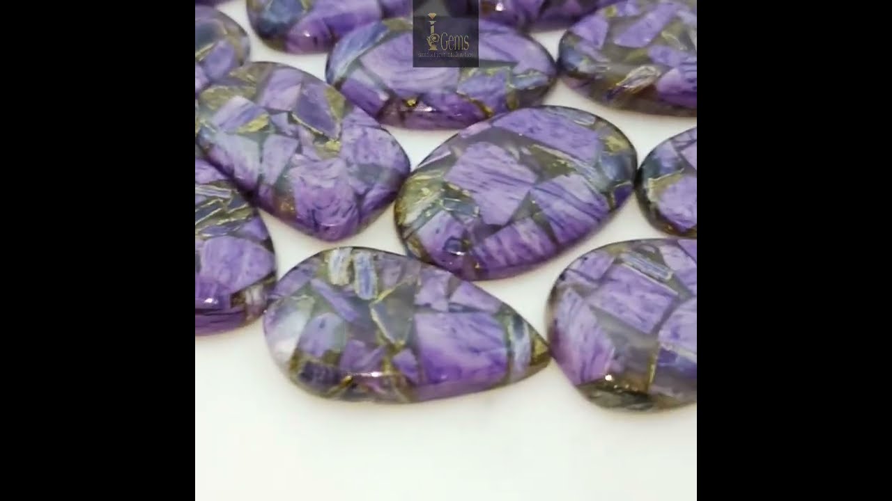 Spiny Copper Charoite Cabochon Gemstone, Purple charoite in copper resin glitter, Loose Gemstone lot