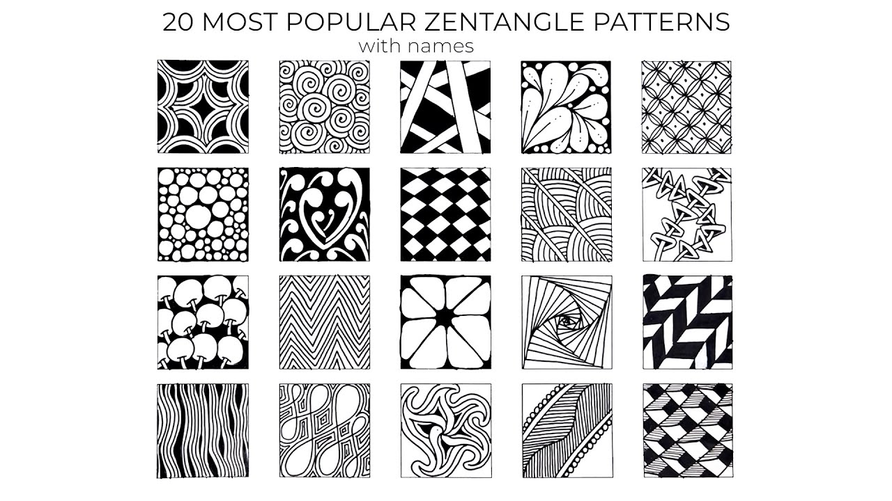 20 Most Popular Zentangle Patterns with Names | Relaxing Drawing