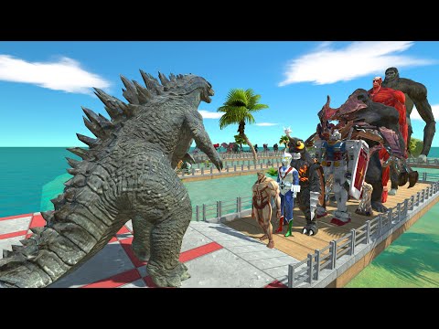Godzilla 2014 vs Titan Beast OASIS DEATH RUN - Animal Revolt Battle Simulator