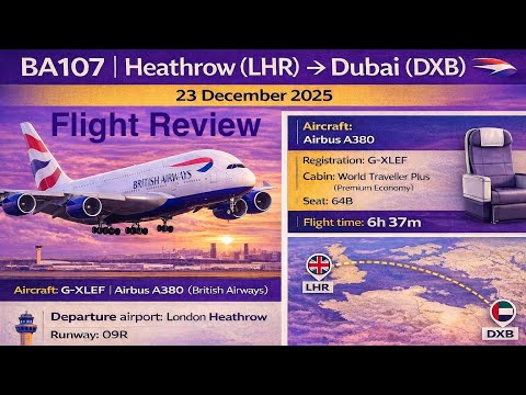 BA Fleet Update flies a BA A380 to Dubai in World Traveller Plus - a review