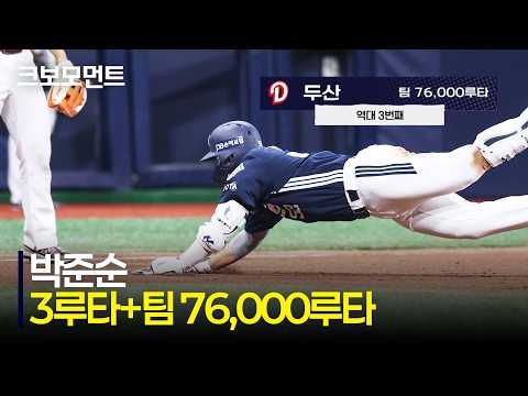 [두산 vs 키움] 두산 박준순 3루타! 오늘 경기 뜨거운 타격감을 보여주며 팀 76,000루타 달성! | 7.4 | 크보모먼트 | KBO 야구 하이라이트