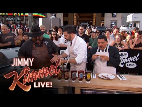 Heinz BBQ Cooking Demonstration with Robert Sierra, Jimmy Kimmel and Guillermo