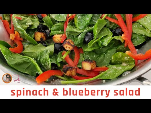 Spinach & Blueberry Bell Pepper Salad – 3-Ingredient Beauty #chefpachi #weightlossrecipe