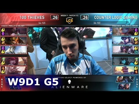 100 vs CLG | S9 LCS Spring 2019 Week 9 Day 1 | 100 Thieves vs CLG W9D1