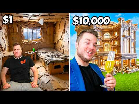 $1 VS $10,000 BOX FORT HOTEL 24 Hour Challenge!