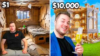 $1 VS $10,000 BOX FORT HOTEL 24 Hour Challenge!