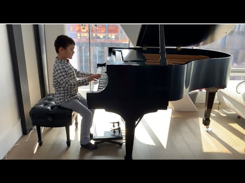 Haslinger Sonatina C Major 2nd movement & Burgmüller Arabesque Op.100, No. 2 🎶🎵 {6 year old pianist}