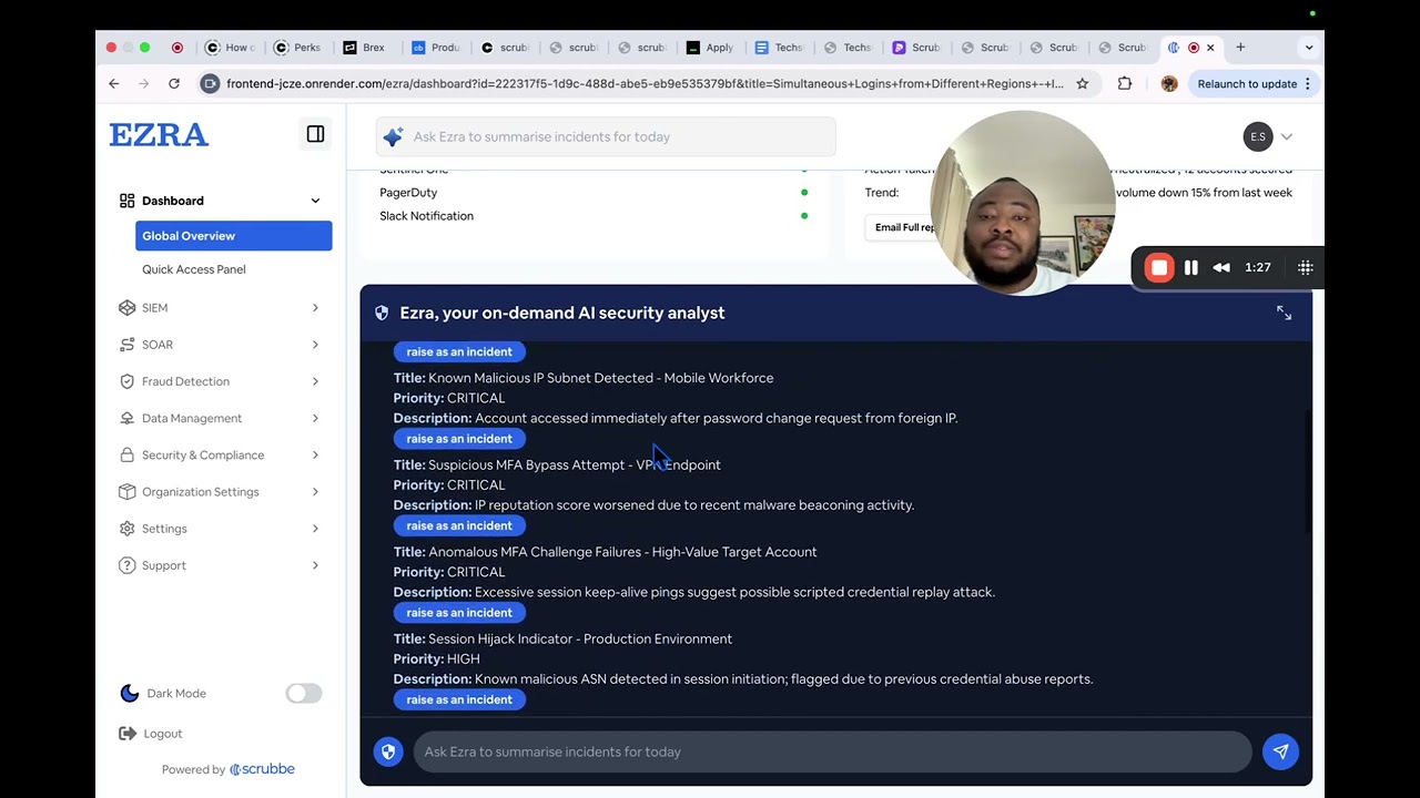 Scrubbe Demo   Building a Behavioral Security Platform with Ezra AI