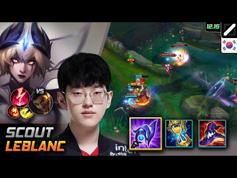 Scout Mid LeBlanc Luden's Tempest Electrocute - Scout LeBlanc Match Highlight - LOL KR 12.15