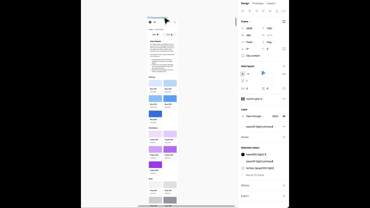 Responsive documentation design made with Figma+Frames X