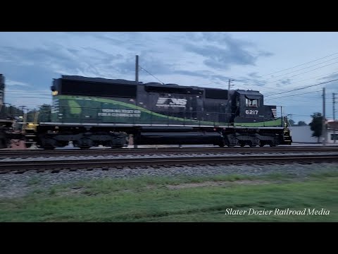 SD33ECO NS 6217 leads NS 921 loaded rail train through Austell, GA: 7/29/22