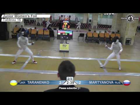 FE W F Individual Juniors Plovdiv BUL ZC Europe 2017 T16 08 yellow TARANENKO UKR vs MARTYANOVA RUS