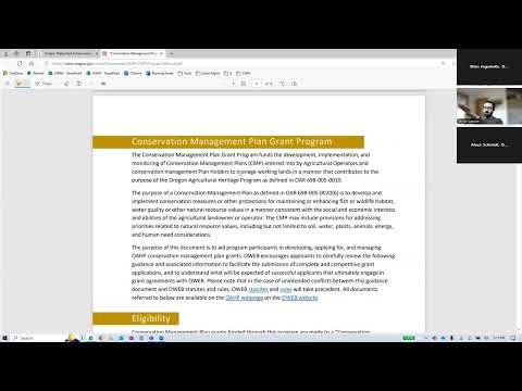 February 12, 2025 OAHP Conservation Management Planning Grants Webinar