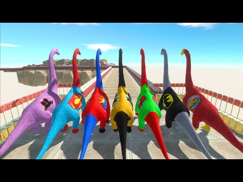 ALL SUPER HERO & ALPHABET LORE (A-Z) BRACHIOSAURUS DEATH RUN | 🦖Animal Revolt Battle Simulator🦕