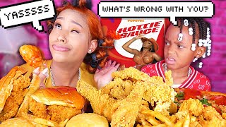 ACTING RATCHET PRANK ON 5 YEAR OLD! POPEYES FRIED CHICKEN HOTTIE SAUCE MUKBANG먹방 | QUEEN BEAST