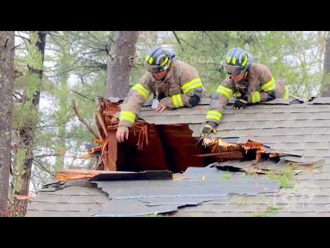 02-18-2022 Carver, MA - Aerial Video - Large Tree Crashes Into Home - Wind Gusts 50+ MPH