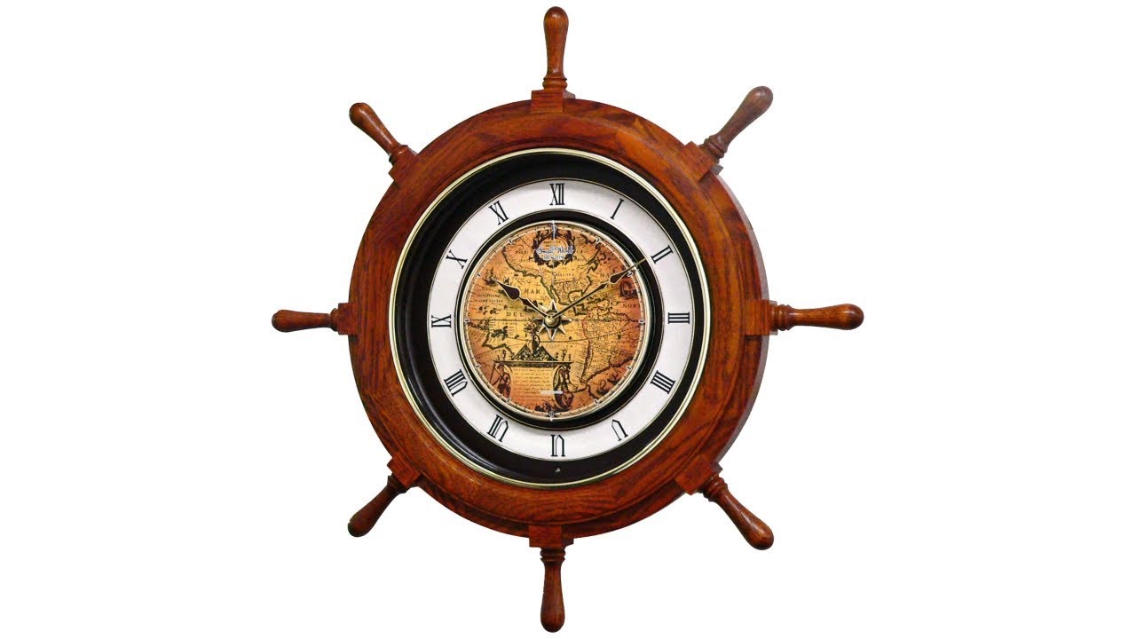 Video 1 Voyager Classic Oak Ships Wheel Motion Wall Clock