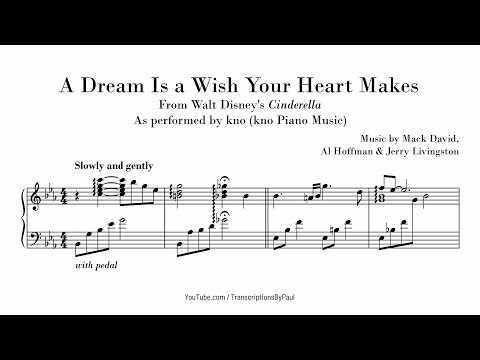 A Dream Is a Wish Your Heart Makes - kno Piano Music - Sheet music transcription