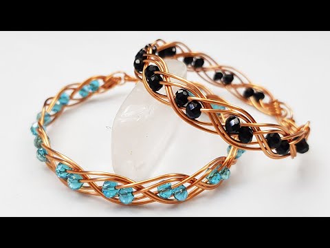 Double 3 wire braid bracelet with small crystal - How to make handmade jewelry 489