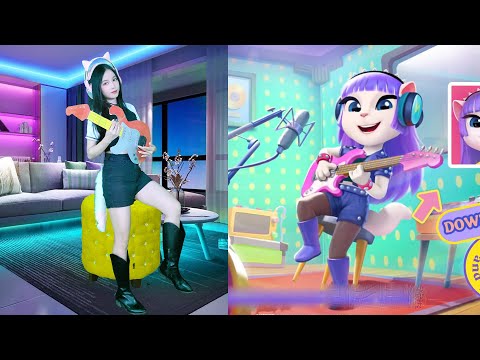 Imitate Angela To Become a Rocker | My Talking Angela In The Real Life