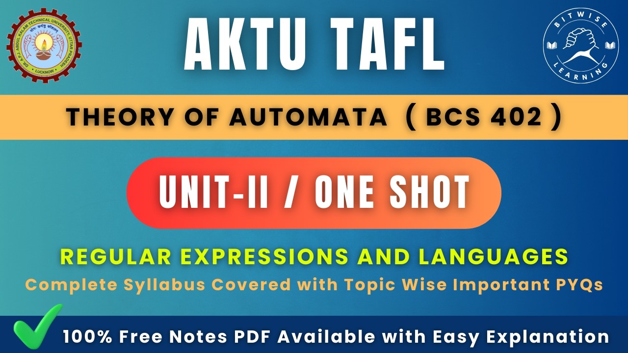 TAFL Unit 2 One Shot | Regular Expressions & Languages | BCS402 AKTU Complete Theory + PYQs