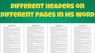 Different Headers on different Pages in MS Word