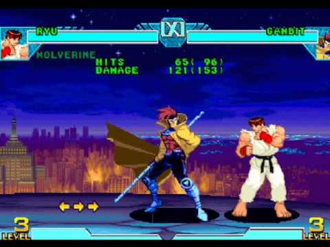 Ryu + Gambit 193 Damage Dual Combo - Marvel vs. Capcom