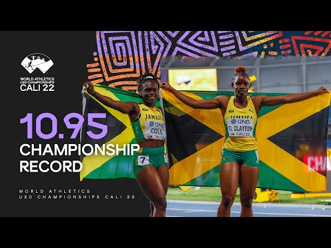 10.95 ! Tina Clayton breaks CR for 100m gold | World Athletics U20 Championships Cali 2022