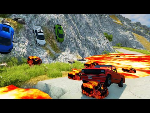 Cars vs Lava with huge stones! 🥵 - BeamNG Drive