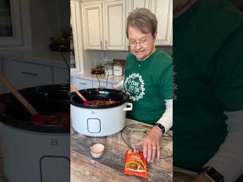 Making taco soup in the crockpot on cold winter days
