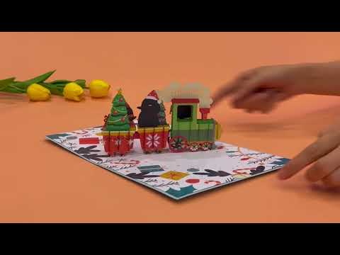 Train Christmas Pop Up Card ( Large Size 6” x 8”)
