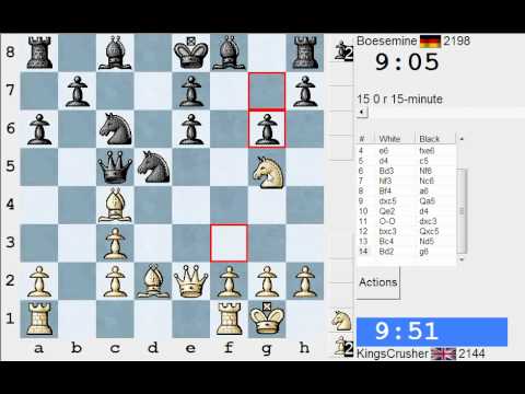 Difesa di Alekhine: variante Spielmann (B02): LIVE Rapid #132 contro Boesemine (2198) (Chessworld...