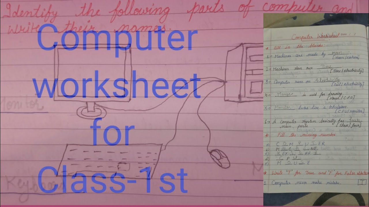 #Computer worksheet For class 1st#know your computer//solved WORKSHEET