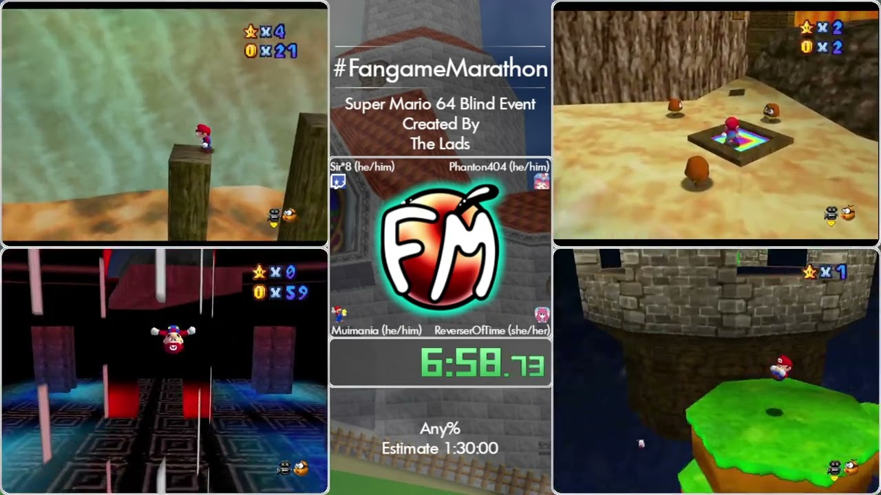 FM2022 Run 57 - Super Mario 64 Blind Event by Sir^8, Phantom404, Muimania, and ReverserOfTime