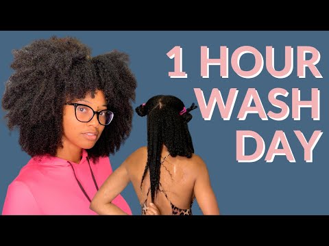 1 Hour Wash Day for Natural Hair | How to QUICKLY wash, detangle, condition and style Natural Hair