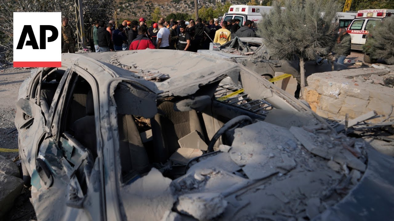 Aftermath of deadly Israeli airstrike in Aalmat, Lebanon