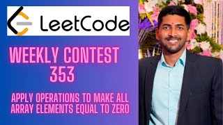 YouTube video 'Leetcode weekly contest 353 | Apply Operations to Make All Array Elements Equal to Zero | Hindi'